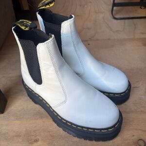 Dr. Martens White Ankle Boots with Black Soles